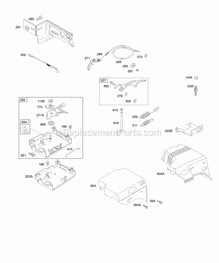 Controls Governor Spring Diagram and Parts List for 204412-0156-E1  Briggs and Stratton Engine